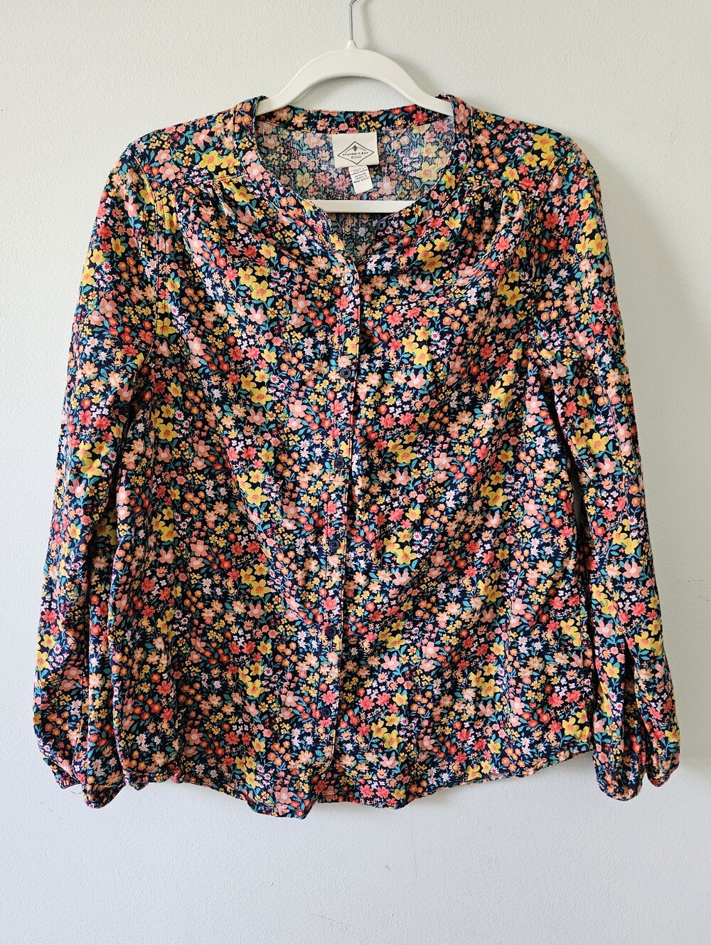 St. John's Bay Navy Floral Button-Down Shirt